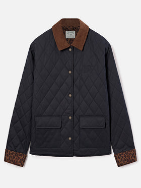 Chaqueta acolchada encerada Margaux en mezcla de algodón Navy blue 