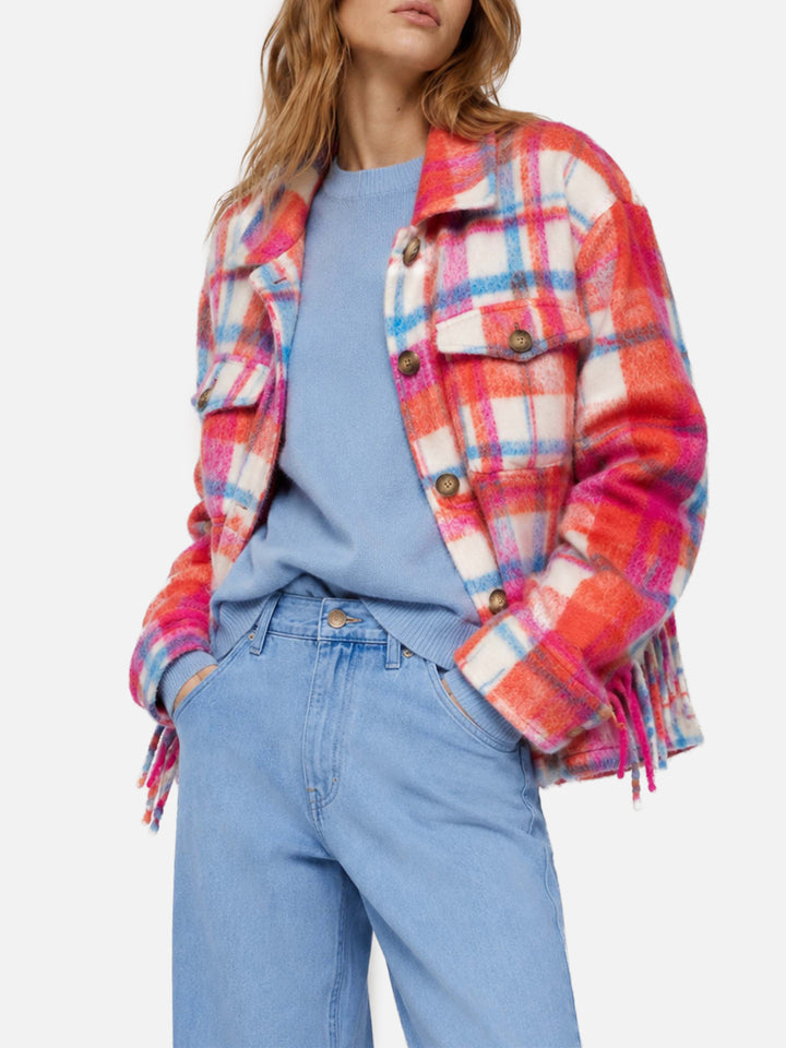 Sobrecamisa chaqueta Marceline tartan con flecos 