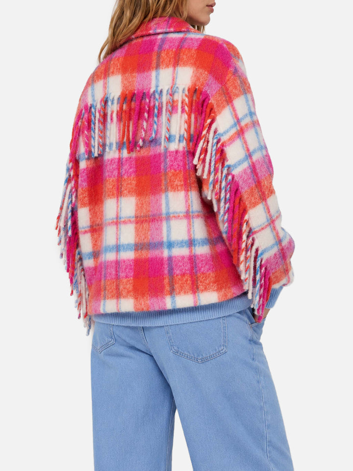 Sobrecamisa chaqueta Marceline tartan con flecos 