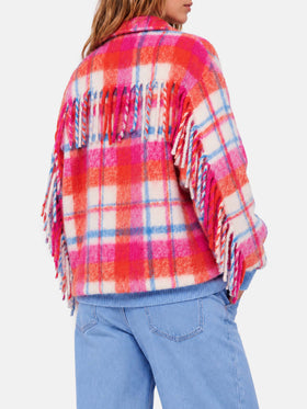 Surchemise-veste Marceline en tartan avec franges 