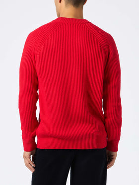 Man red ribbed sweater Marine - MC2 Saint Barth