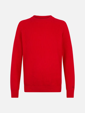 Man red ribbed sweater Marine - MC2 Saint Barth