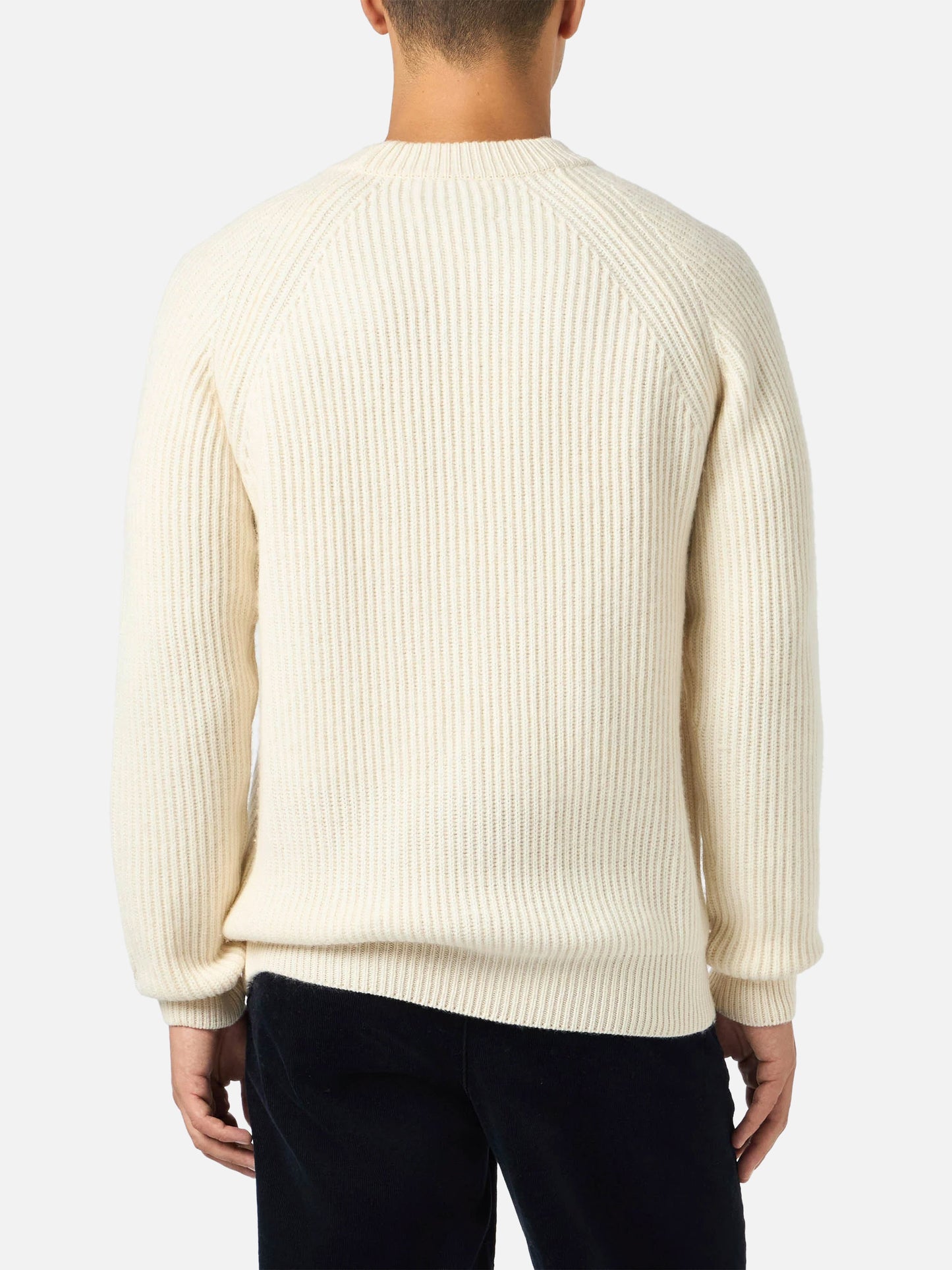 BLENDED CASHMERE white ribbed sweater Marine
