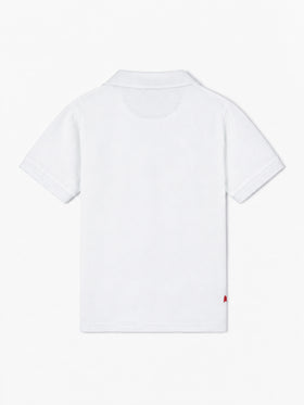 Polo garçon en piqué de coton blanc avec broderie 