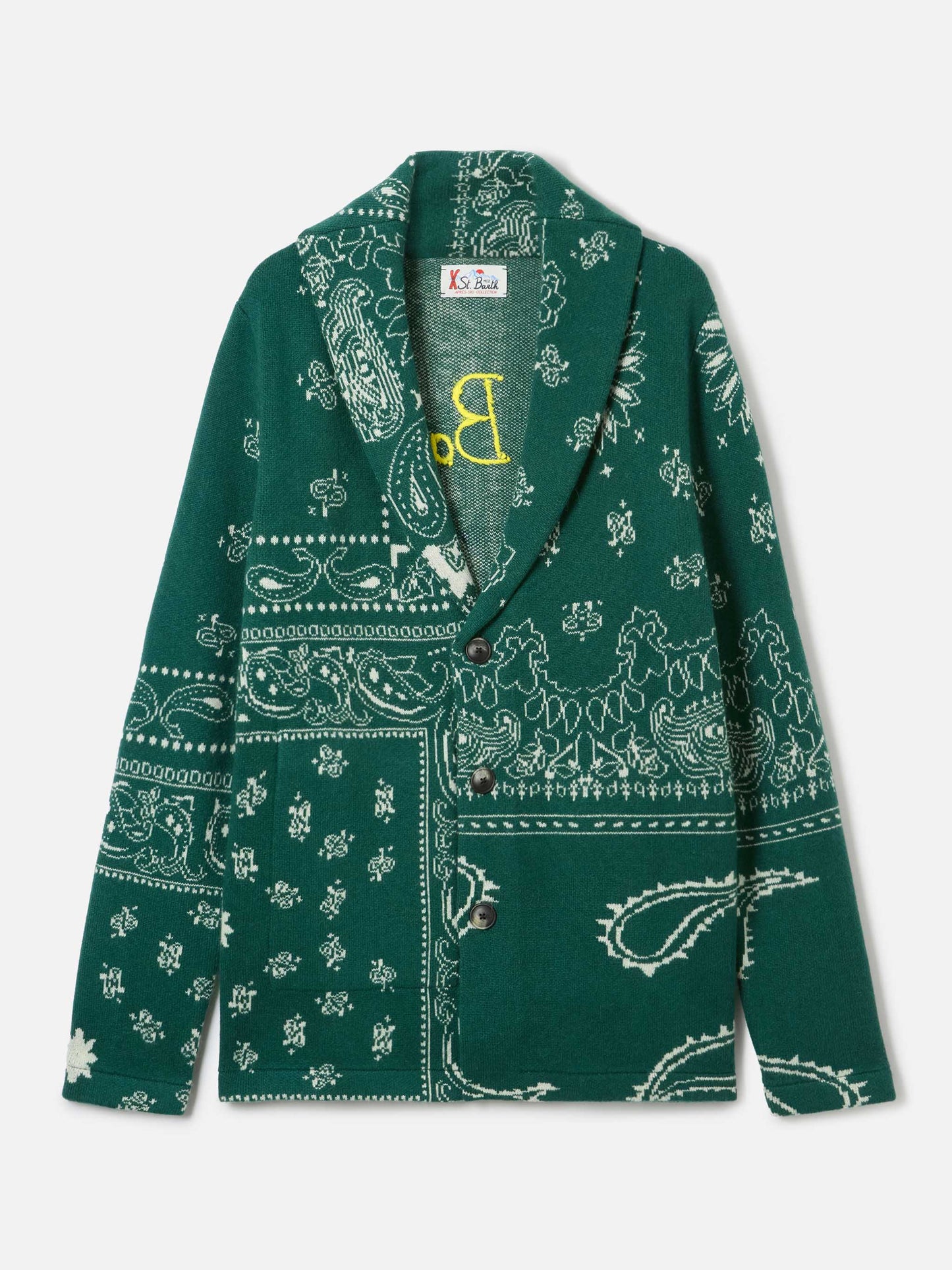 Herren-Strickjacke mit Bandana-Print