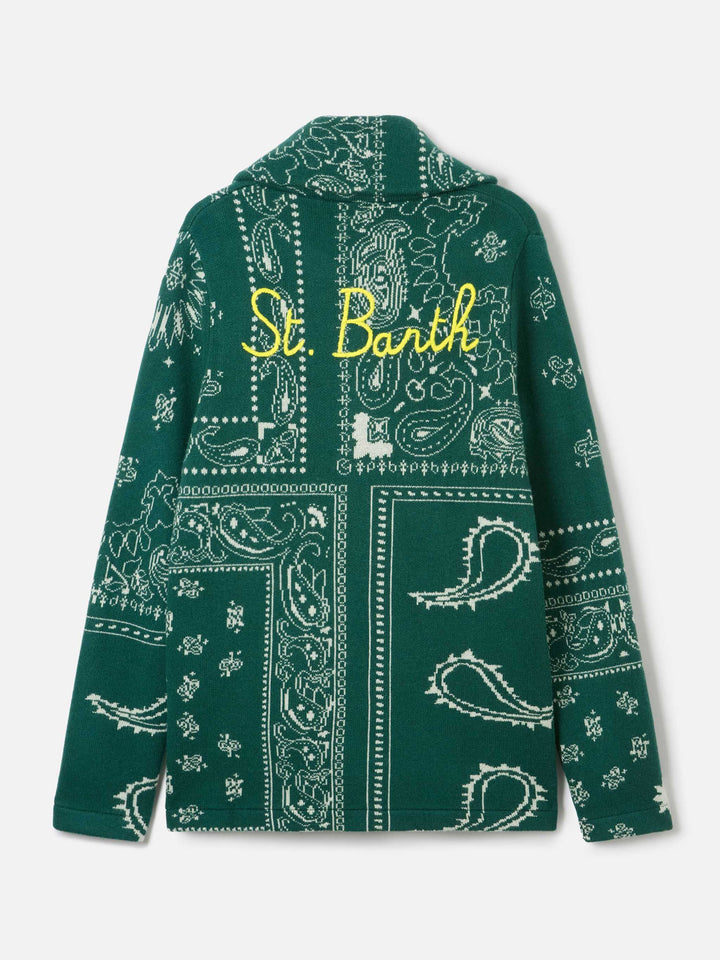 Giacca in maglia Max con stampa bandana verde scuro