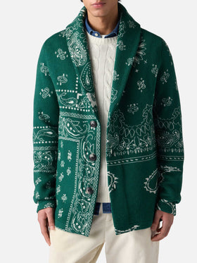 Herren-Strickjacke mit Bandana-Print