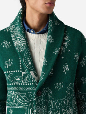 Herren-Strickjacke mit Bandana-Print