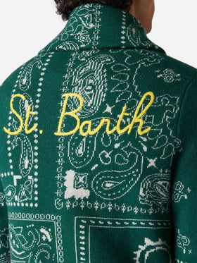 Herren-Strickjacke mit Bandana-Print