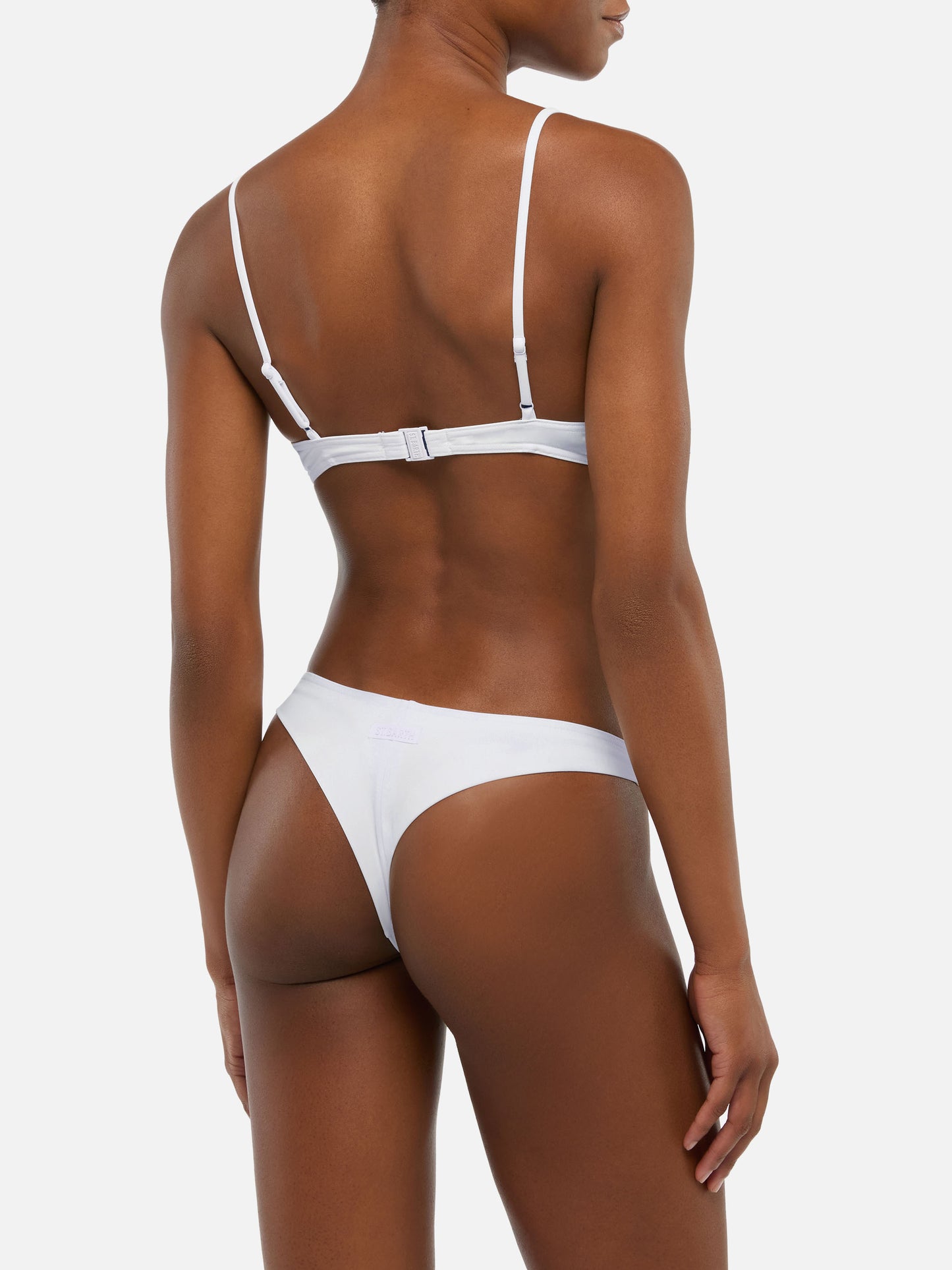 Top bralette scollato May bianco - Naomi slip mare cheeky color azzurro chiaro