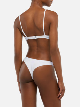 Top bralette scollato May bianco - Naomi slip mare cheeky color azzurro chiaro