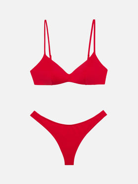 Naomi rote freche Badehose - May rotes U-Ausschnitt-Bralette-Top
