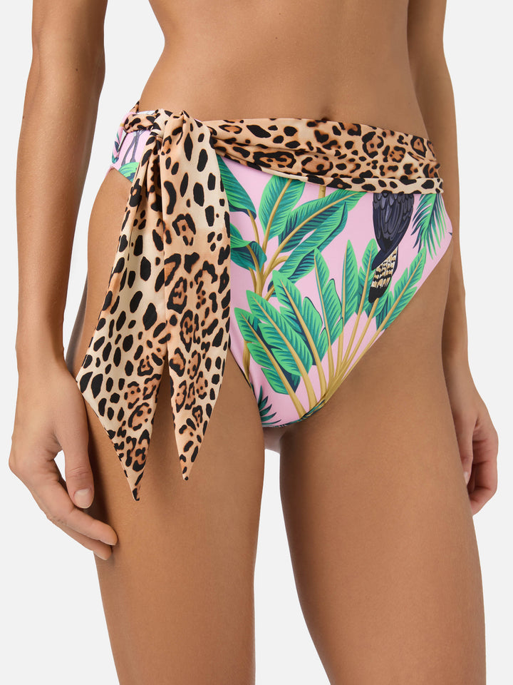 Slip mare Sienna con stampa tropicale e fusciacca