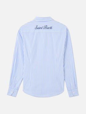 Chemise Meredith en coton à rayures bleues avec broderie Saint Barth 
