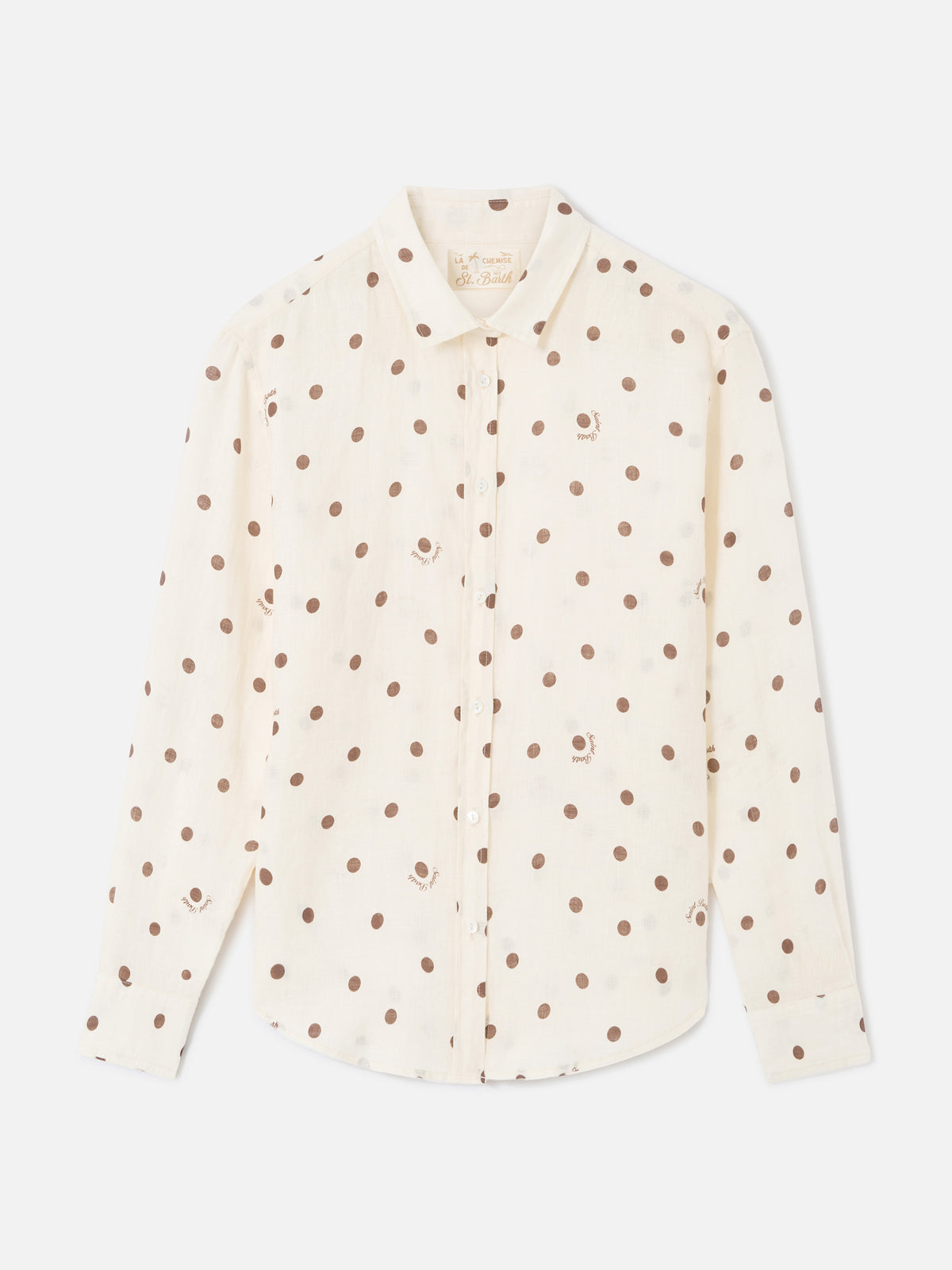Chemise Meredith en lin à pois avec broderie Saint Barth 