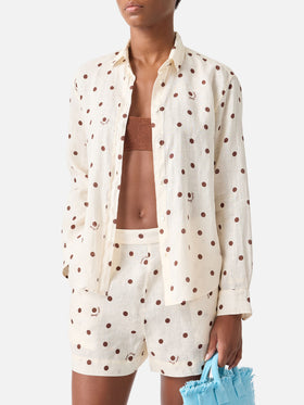 Chemise Meredith en lin à pois avec broderie Saint Barth 