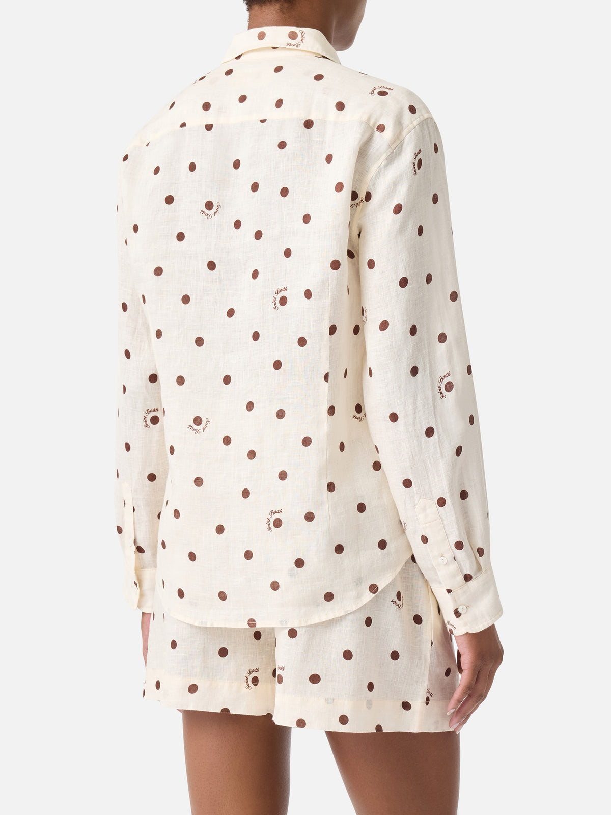 Chemise Meredith en lin à pois avec broderie Saint Barth 