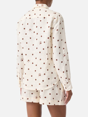 Chemise Meredith en lin à pois avec broderie Saint Barth 