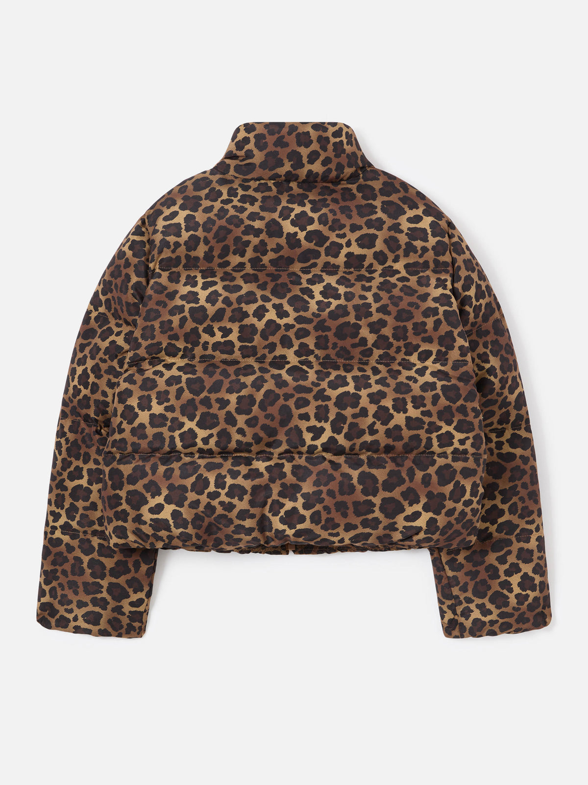 Brown Maddy teddy down jacket with leopard pattern