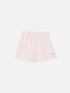 Shorts Meave Jr de muselina de algodón en rosa 