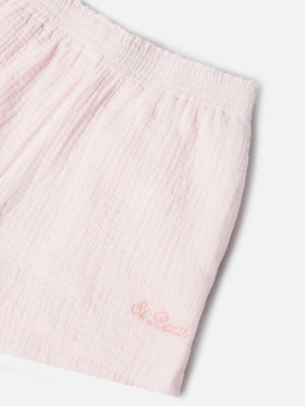 Shorts Meave Jr de muselina de algodón en rosa 