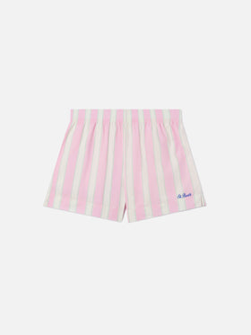 Pink striped Meave cotton shorts