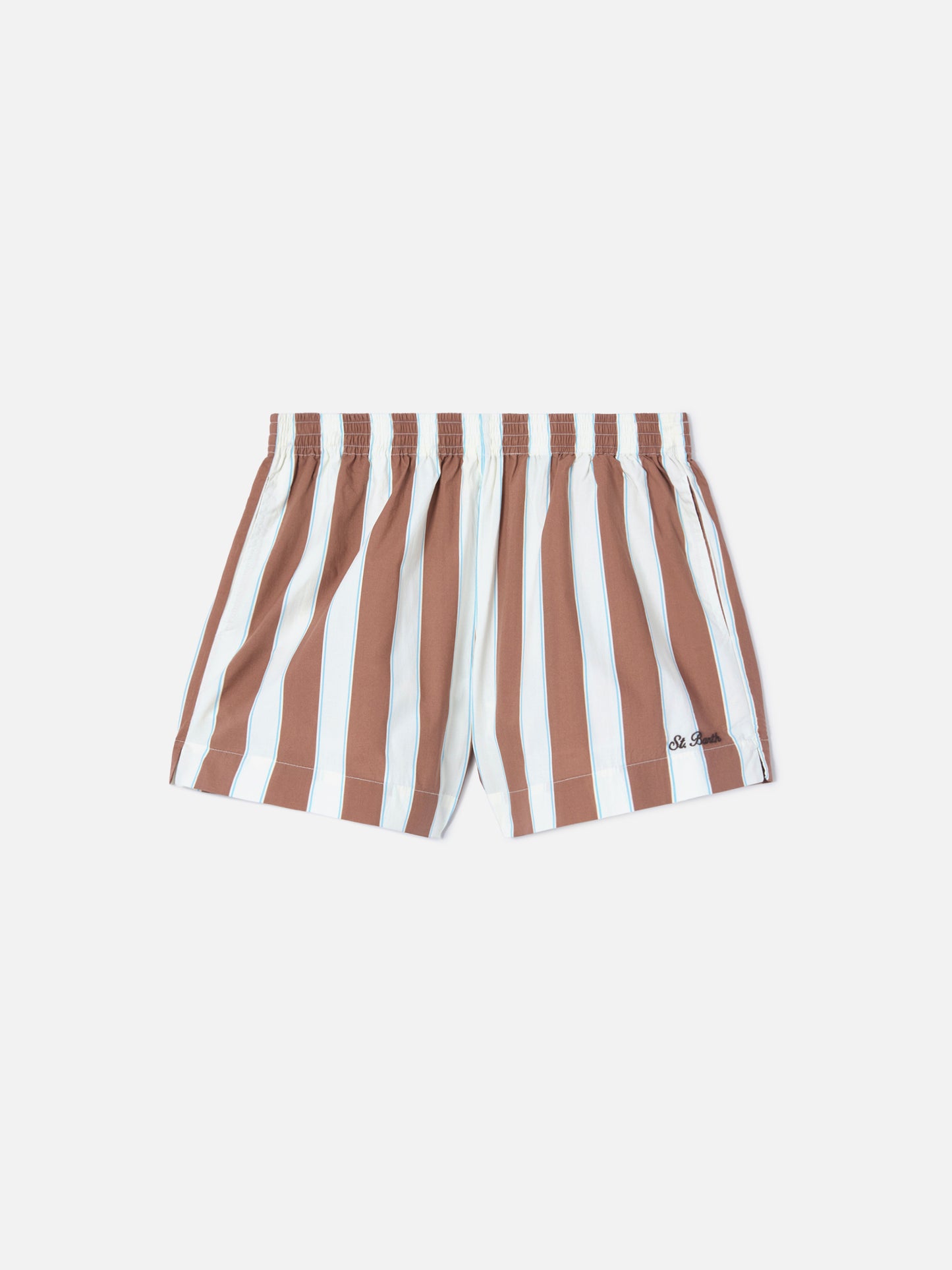 Brown striped Meave cotton shorts