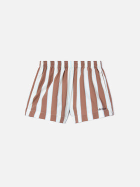 Brown striped Meave cotton shorts
