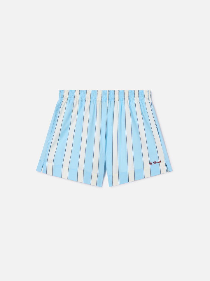 Light blue striped Meave cotton shorts