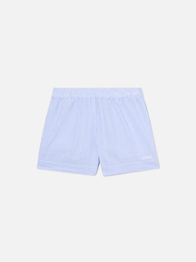 Light blue striped Meave seersucker shorts