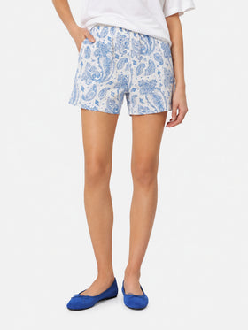Pantaloncini da donna pull up in lino paisley Meave