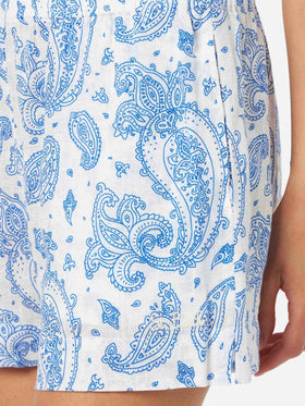 Pantaloncini da donna pull up in lino paisley Meave