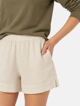 Short en lin crème Meave à enfiler 
