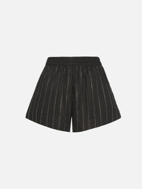 Meave cotton poplin pull up shorts with striped rhinestone embellishment