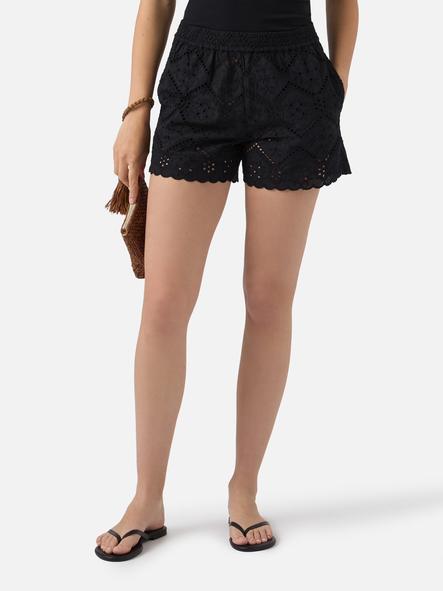 Black Meave broderie anglaise shorts
