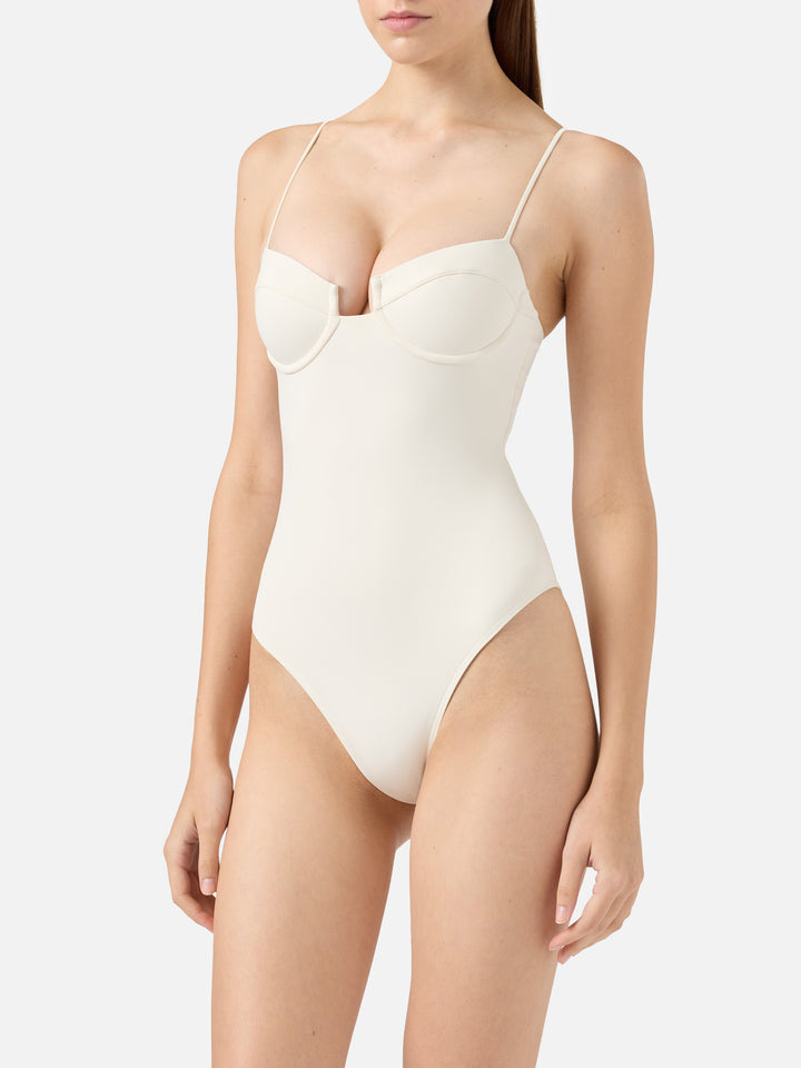 Costume intero Medea color crema con ferretto
