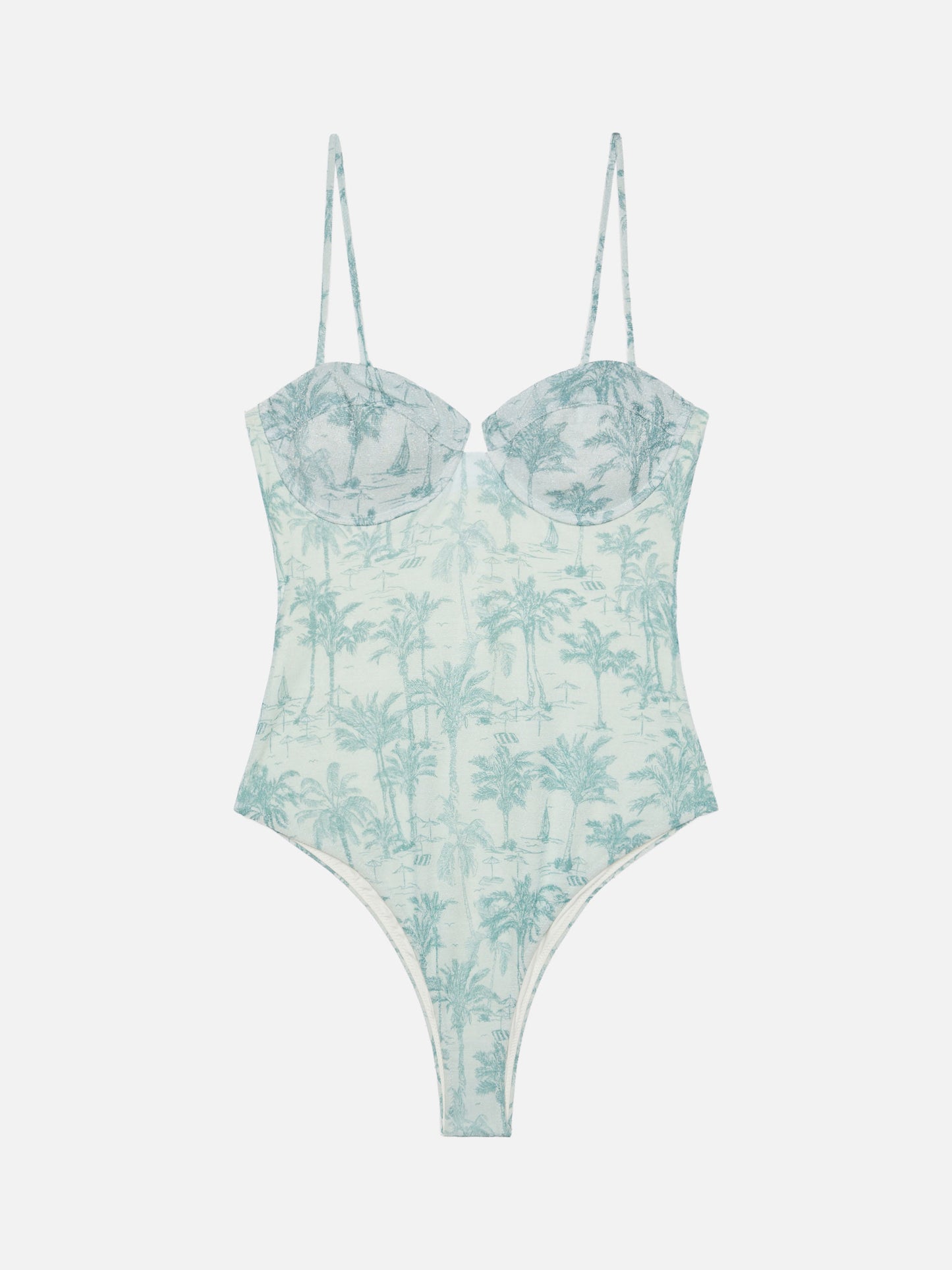 Medea Lurex-Bügelbadeanzug mit Toile-de-Jouy-Print