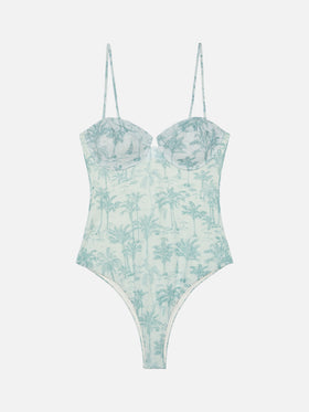 Medea Lurex-Bügelbadeanzug mit Toile-de-Jouy-Print