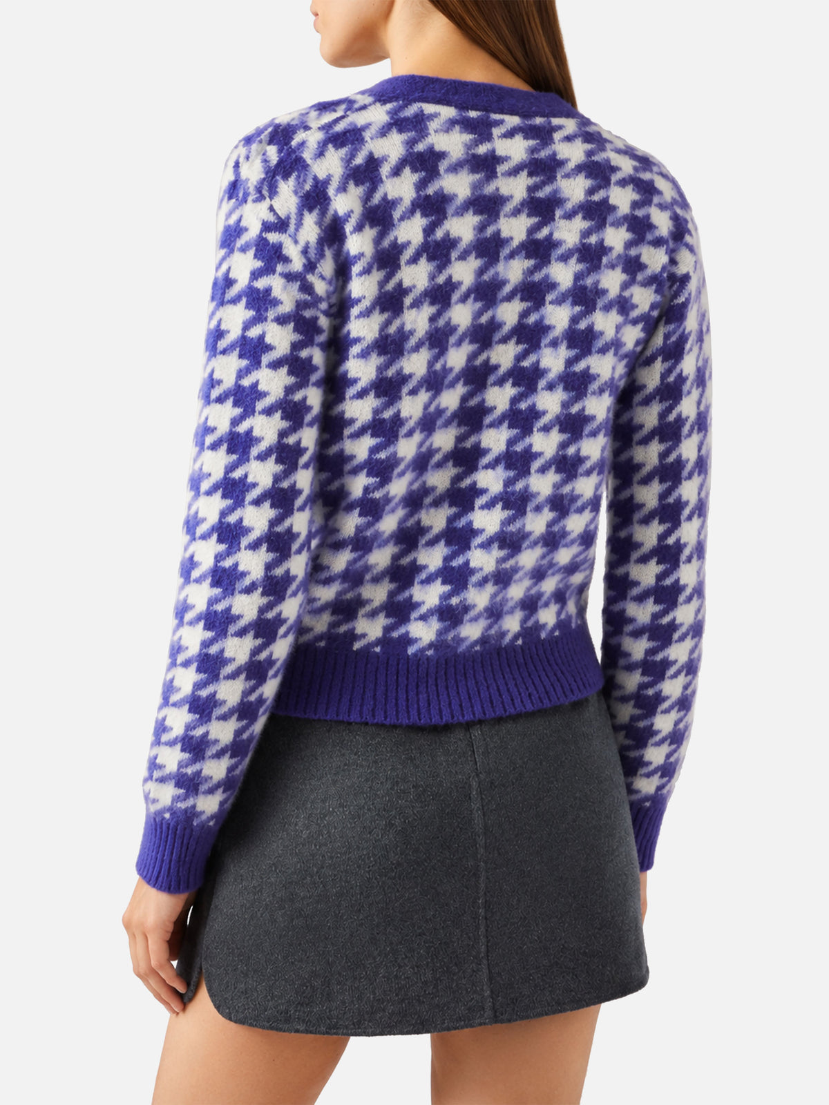 Lila pied de poule Megeve Cropped-Cardigan 