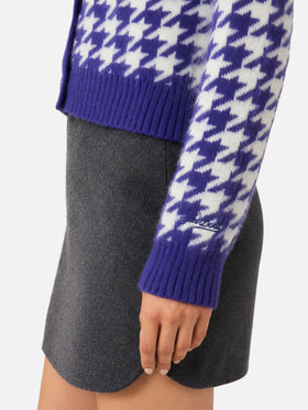 Lila pied de poule Megeve Cropped-Cardigan 