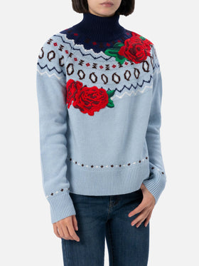 Maglione da donna in misto cashmere Meghan con jacquard nordico