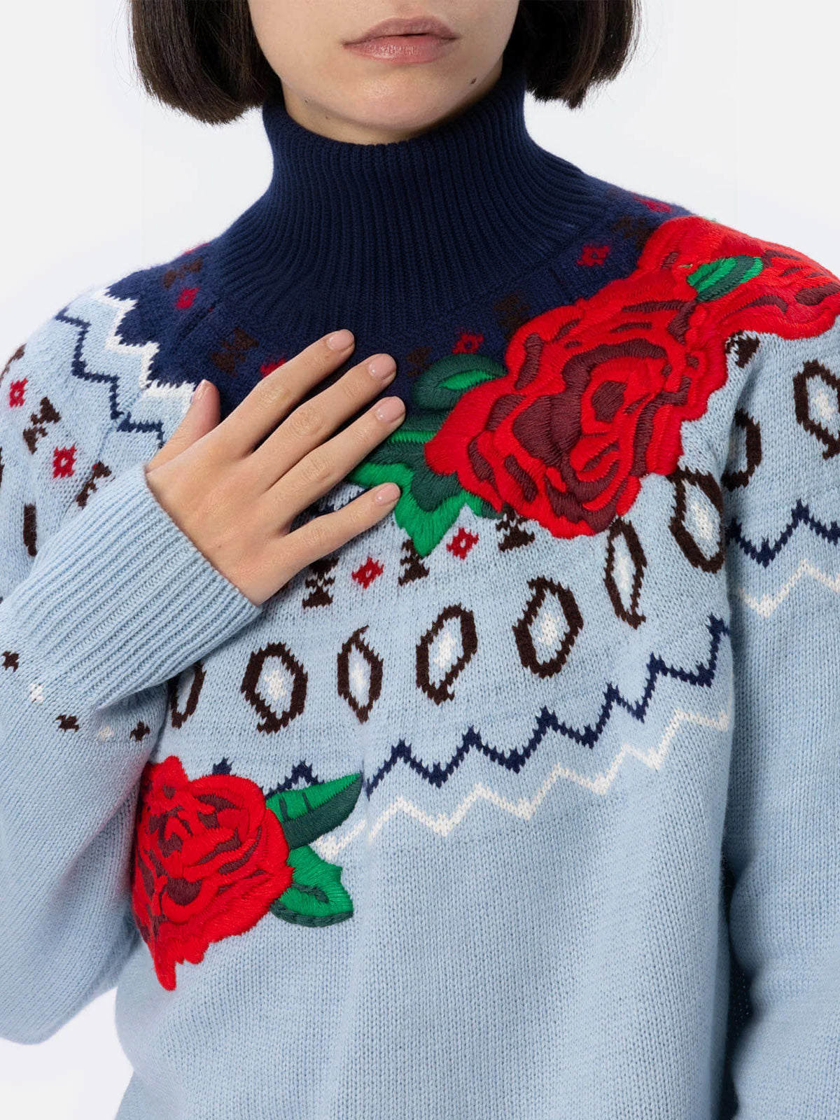 Maglione da donna in misto cashmere Meghan con jacquard nordico