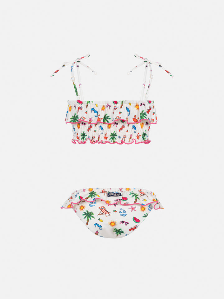 Melie smocked point embroidery bikini with ruffle - MC2 Saint Barth