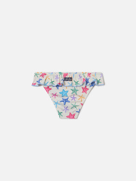 Slip de bain Melly crème à imprimé étoile de mer 