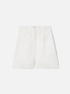 White Maggy linen shorts