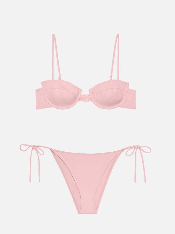 Virgo pink classic swim briefs                                                          - Salina pink underwired bralette