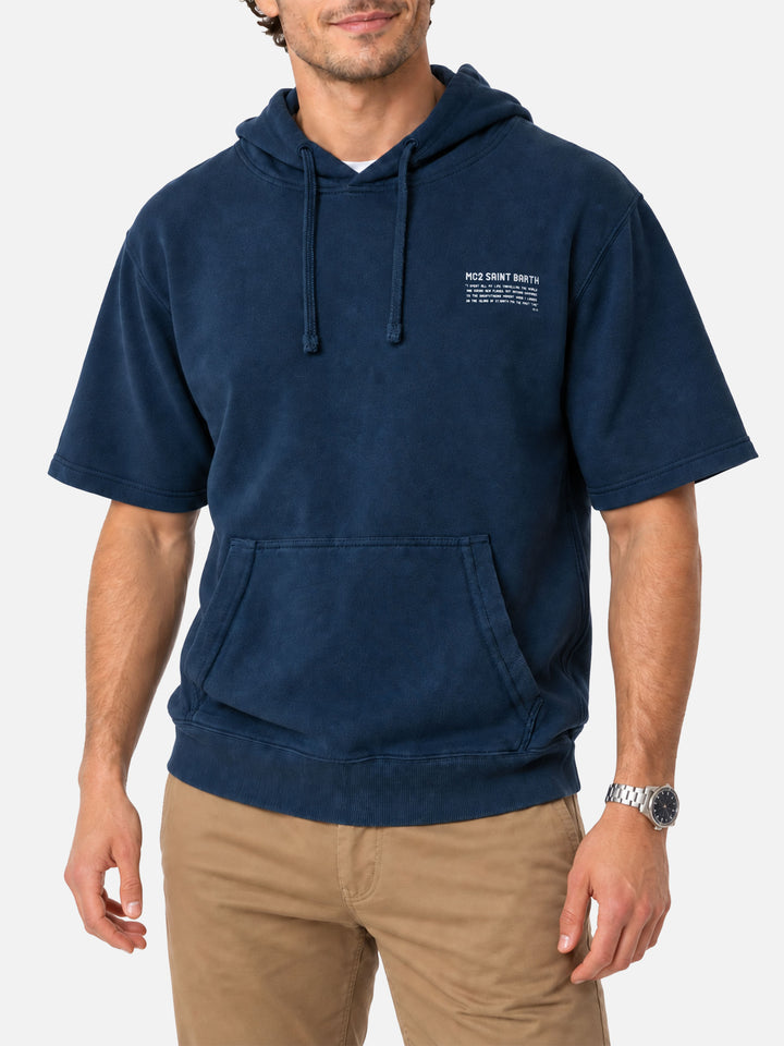 Sweat à capuche à manches courtes Mike navy 