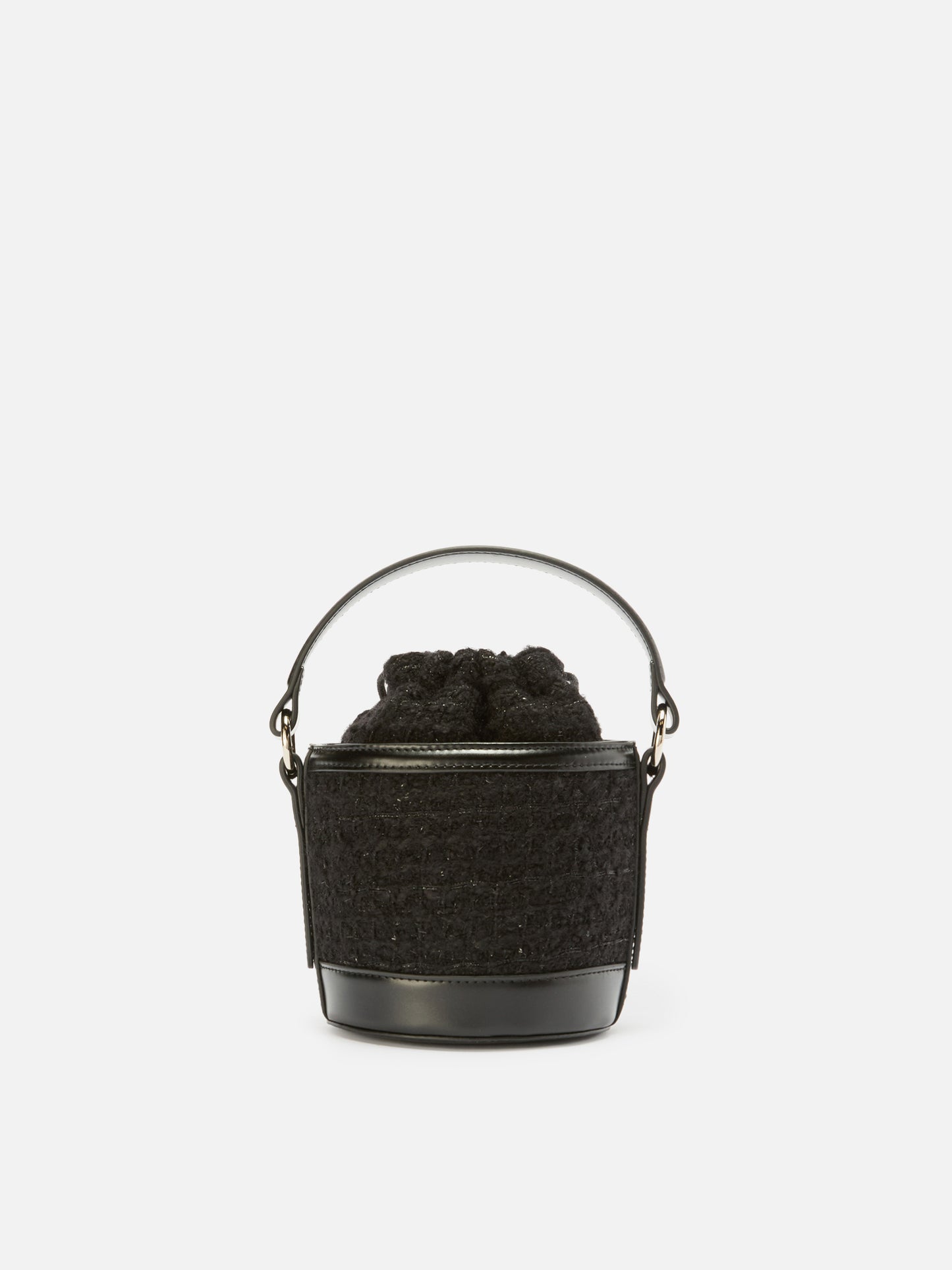 Borsa a secchiello Mila Tweed in misto lana tweed nero
