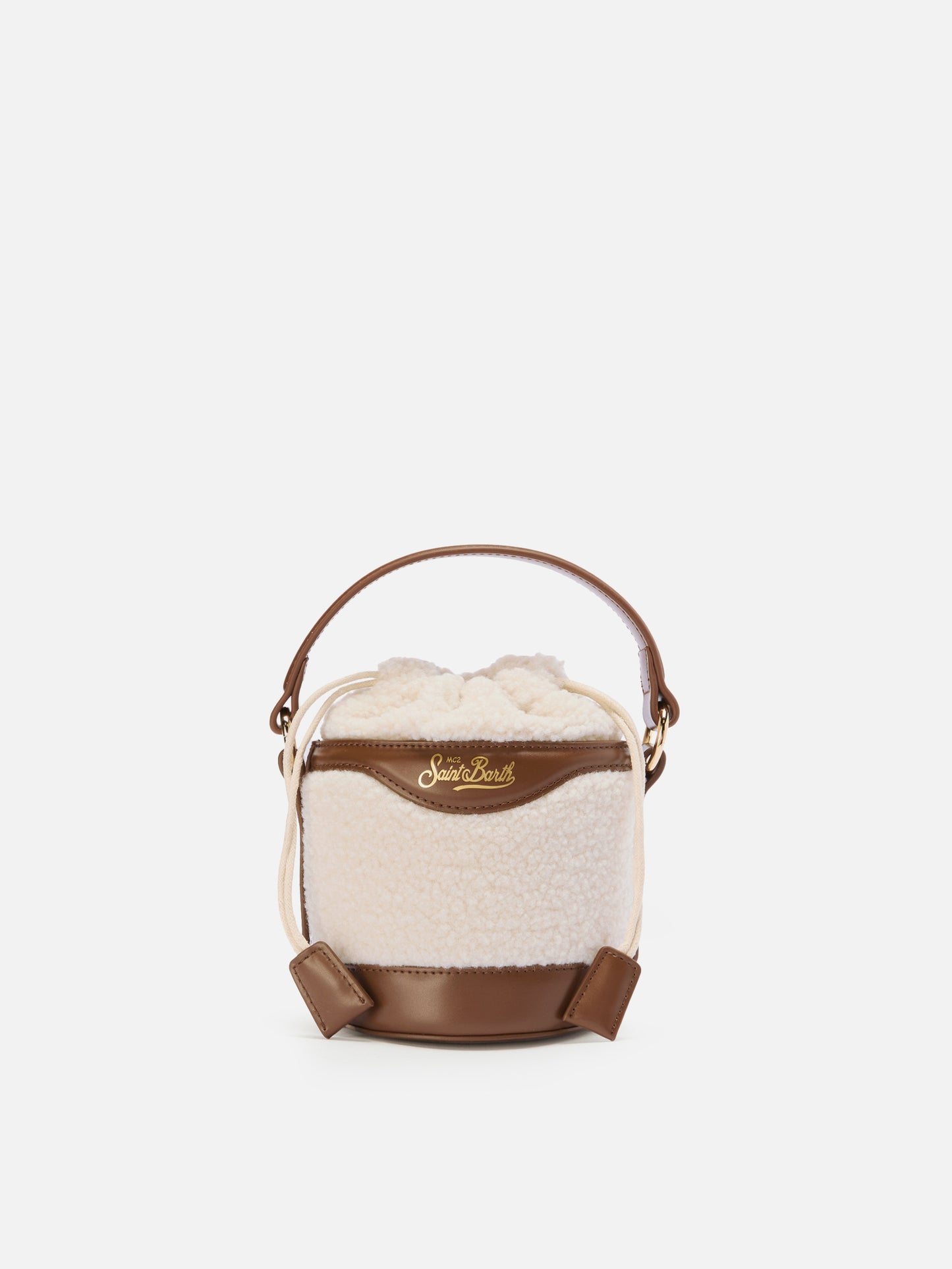 Borsa a secchiello Mila Teddy in sherpa bianco