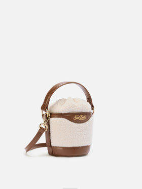 Borsa a secchiello Mila Teddy in sherpa bianco